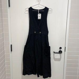 NWT Free People black cotton button wrap dress